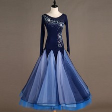 NEW Latin Ballroom Dance Dress Modern Salsa Waltz Standard Long Dress F412