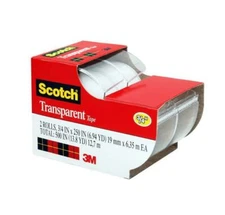 Scotch 3M Transparent Tape 3/4" x 250", 2 Rolls (2157SS) MADE IN USA