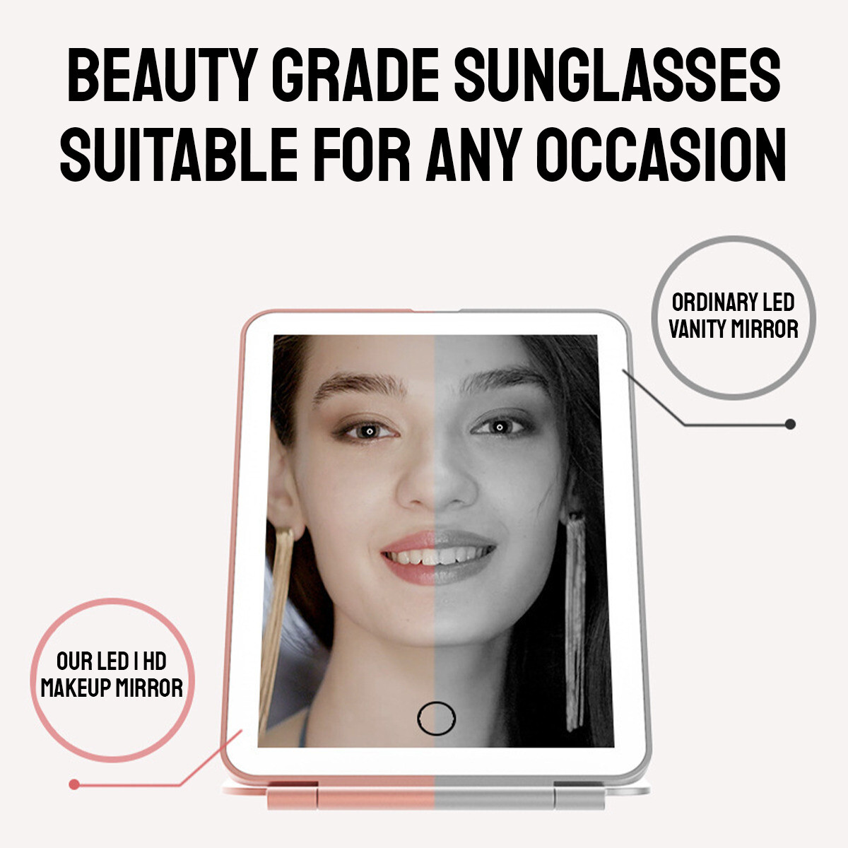 Travel Makeup Mirror With 3Color LED Lighting USB Rechargeable Beauty