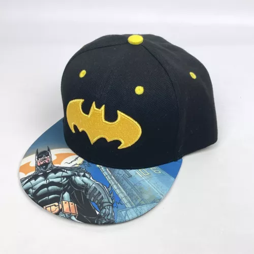 Batman DC Comics Black Yellow Snap Back Hat Cap Six Flags Grand Prairie Texas