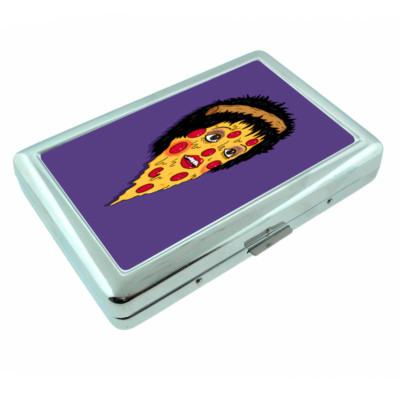 Pizza Minelli Em1 Silver Metal Cigarette Case RFID Protection Wallet