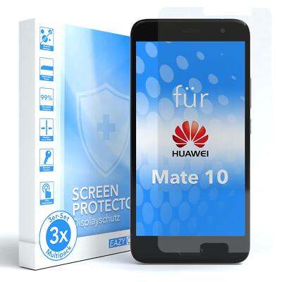 EAZY CASE 3x Displayschutzglas für Huawei Mate 10 Schutzglas Hart Glasfolie 9H
