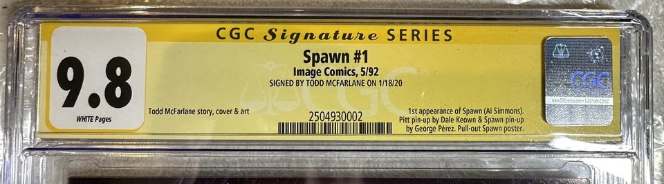 Spawn #1 CGC 9.8 SS Signature Series Signed by Todd McFarlane 1st App ...