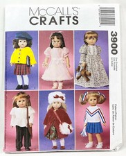 2002 McCalls Sewing Pattern 3900 18" Doll Wardrobe 6 Outfits American Girl 10205