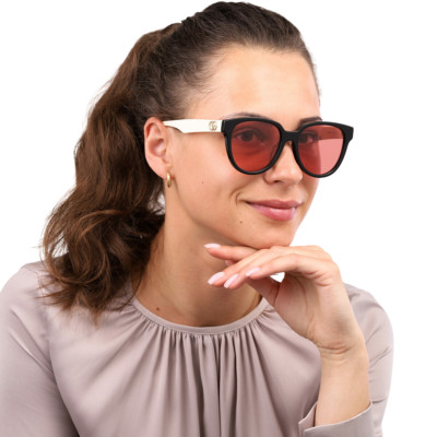 Gucci GG0960SA 004 Sunglasses Black/White Frame Orange 