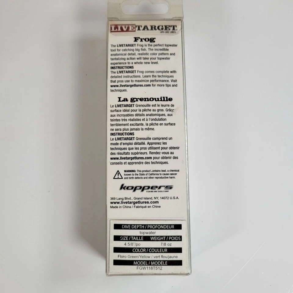 Live Target 4-5/8" Topwater Walking Frog Flouro Green Yellow 7/8 oz - Image 3 of 4