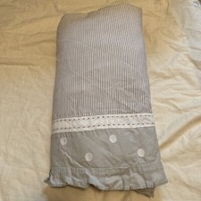 Pottery Barn Kids Baby Taylor Crib Skirt Gray Ticking Stripe Embroidered RuffleP
