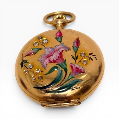 W/Box Patek Philippe Pocket Watch 32mm Factory Painted 18K Yellow Gold Year 1897
