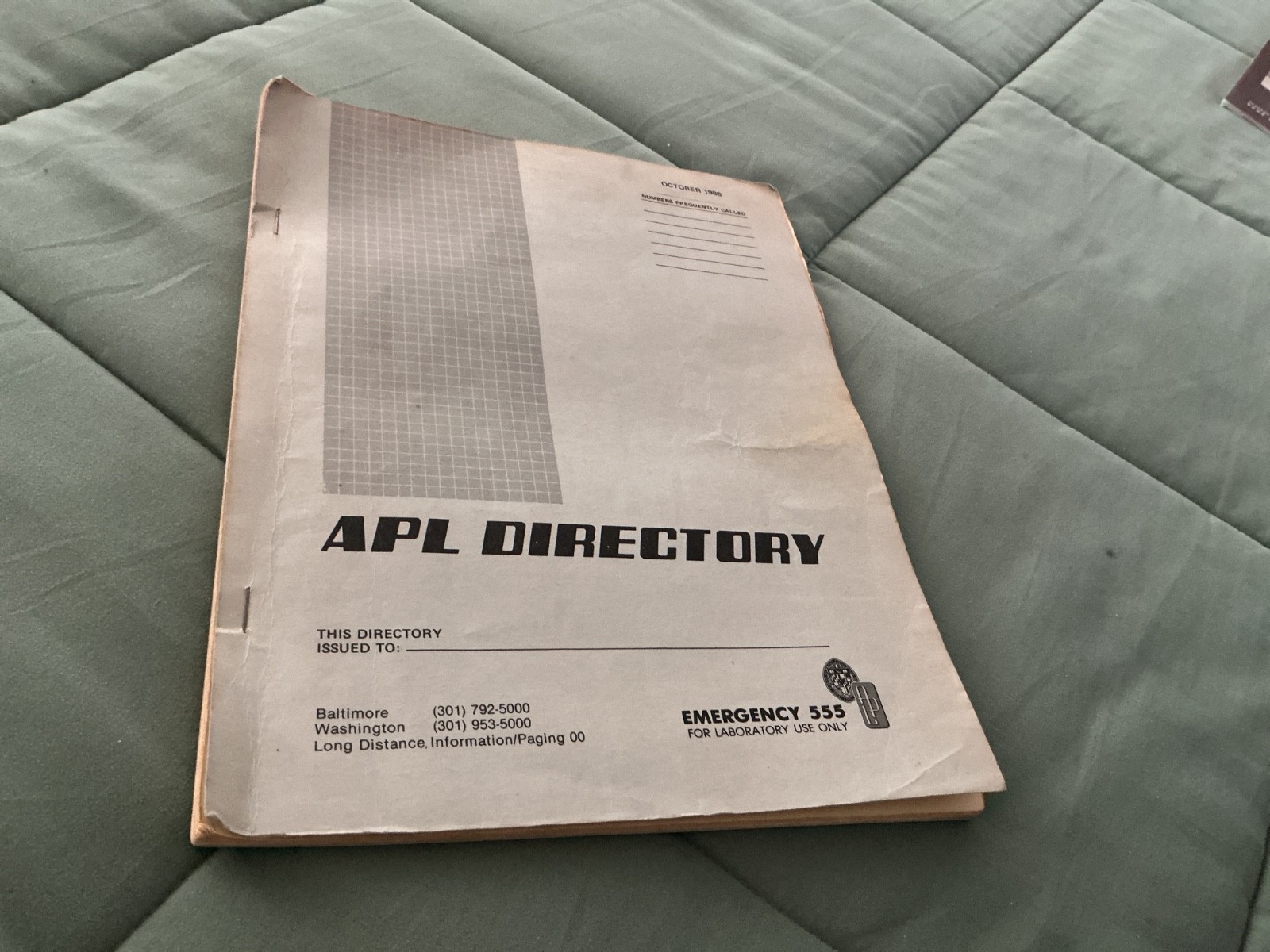 Johns Hopkins Applied Physics Laboratory Directory 1986