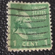 us 1 cent george washington green stamp handstamped