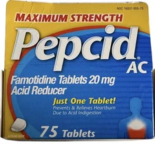 Pepcid AC Digestive Treatment Famotidine 20mg Acid Reducer 75 Tablet Exp01/2028+