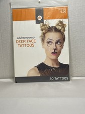 Deer Face Temporary Tattoos Adult Halloween 30 Tattoos New