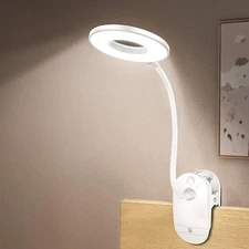 Clip on Reading Lamp, Battery Powered with 3 Brightness Levels, USB Rechargeable