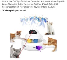 4-in-1 Interactive Cat Toy Laser Moving Feather Track Balls USB Rechargeable
