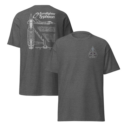 Eurofighter Typhoon T-Shirt – Embroidered Logo & Fighter Jet Tech Back Print - Picture 15 of 23