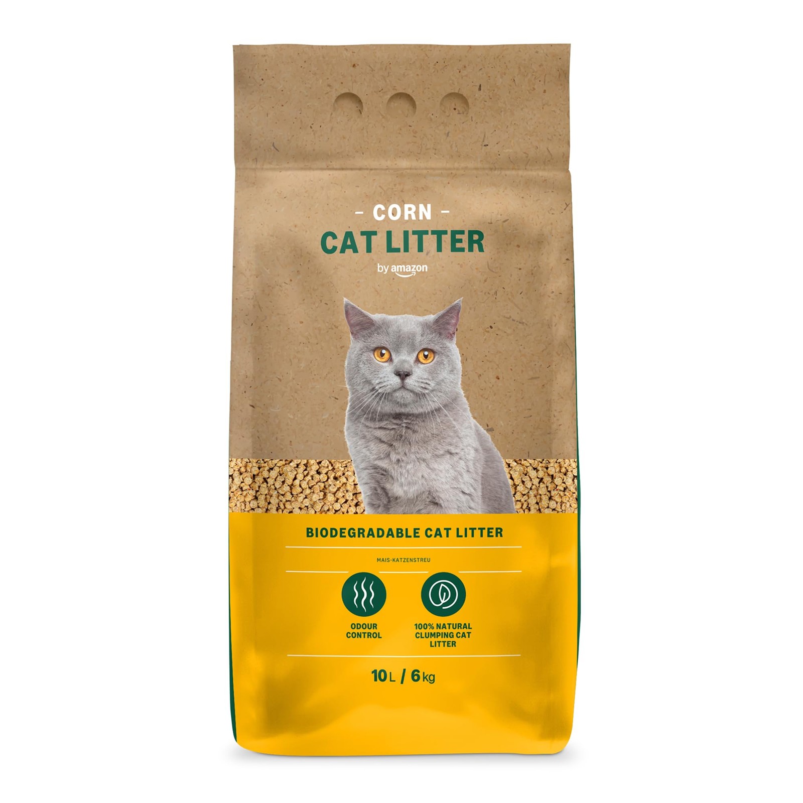 by Amazon Clumping Corn Cat Litter, Unscented, 10 L (Pack of 1) (Previously a
