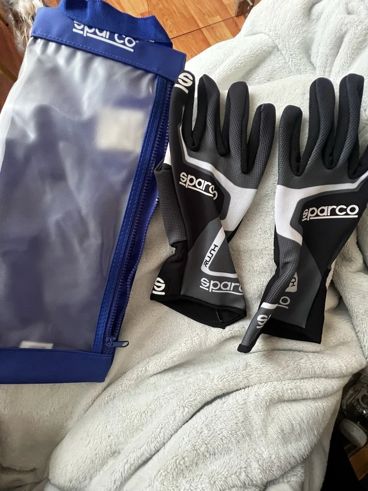 Brand New Size 9 (Small) / Sparco Rush Karting Gloves Gray GO kart faux-suede - Image 2 of 4