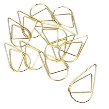 100 Pcs Smallen Paperclips Stainless Steel Waterdrop Shaped Paperclips Gold
