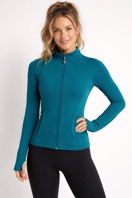 Beyond Yoga Teal Mock Neck Define Jacket Size Small Zip Up Athletic
