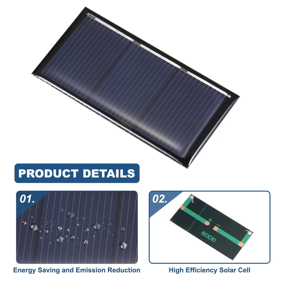 8stk 1,5V 0,24W 0,16A Mini-Solarmodule, Solar-Photovoltaikzellen, 2,36" x 1,18" - Bild 3 von 4