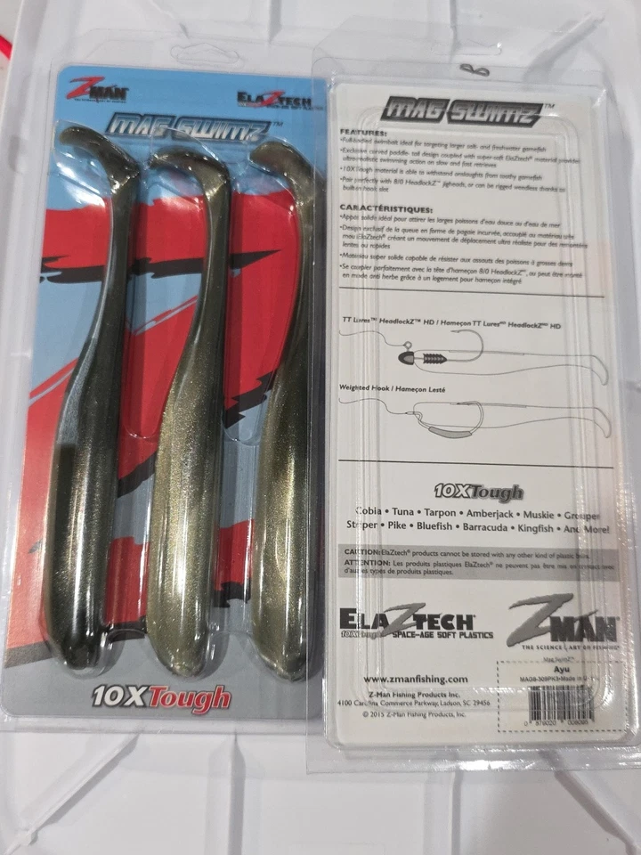 Lote de 2- Z-Man MAG SWIMZ Plástico Suave Swimbait Paleta Cola Ayu Foto 2 de 4
