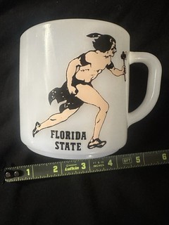 Vintage 1960s Florida State Seminoles Federal Milk Glass Mug