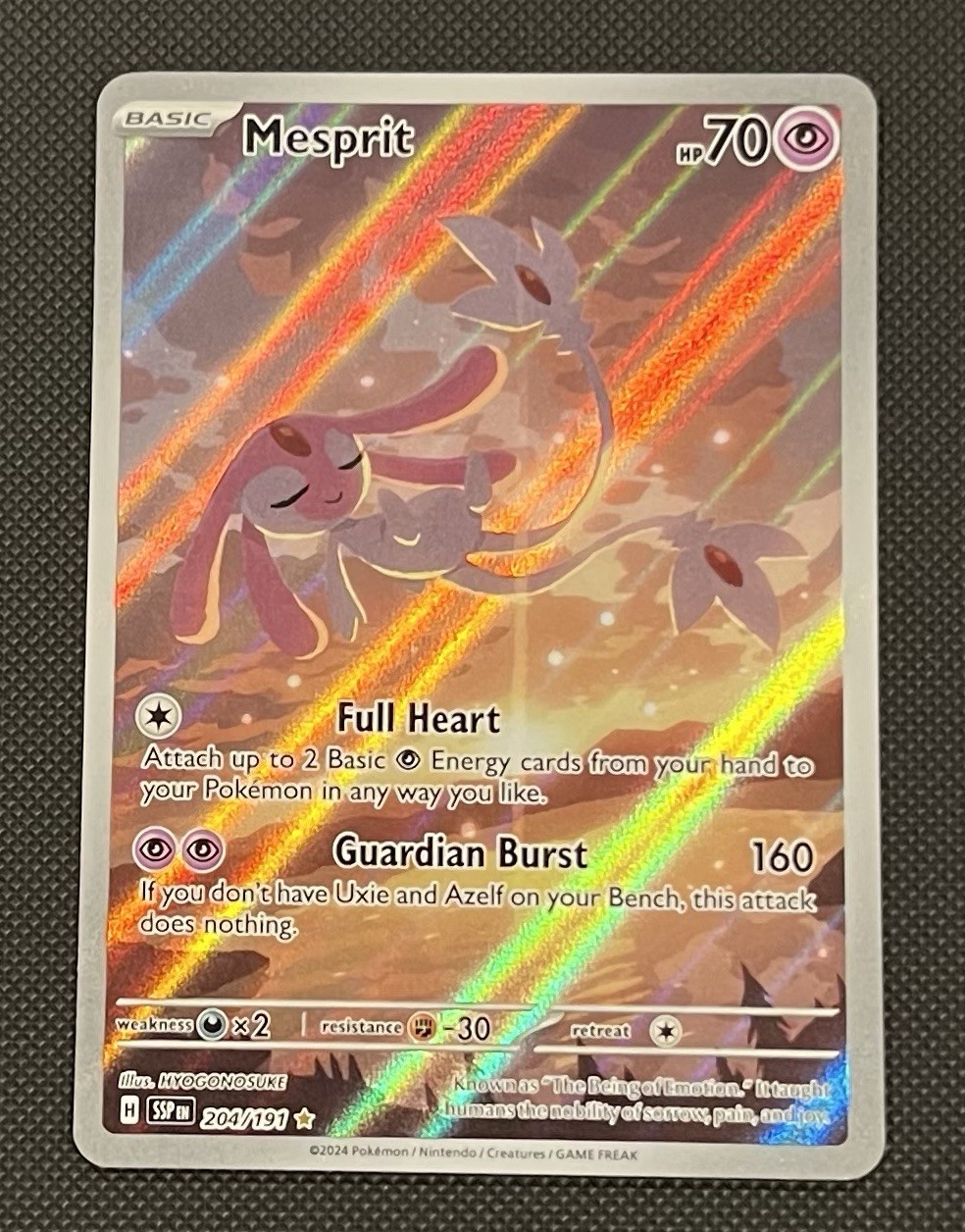 Pokemon TCG - Mesprit - 204/191 SV08: Surging Sparks Holo Illustration Rare NM
