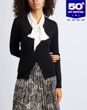 8 Merinowolle Strickjacke Gr. XS schwarz Feinstrick V-Ausschnitt Made in Italy