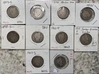 Lot of 10 Silver Barber Quarters1893,93O,95(2),98O,98S,1901,07,07S,16D #1 OF #5.