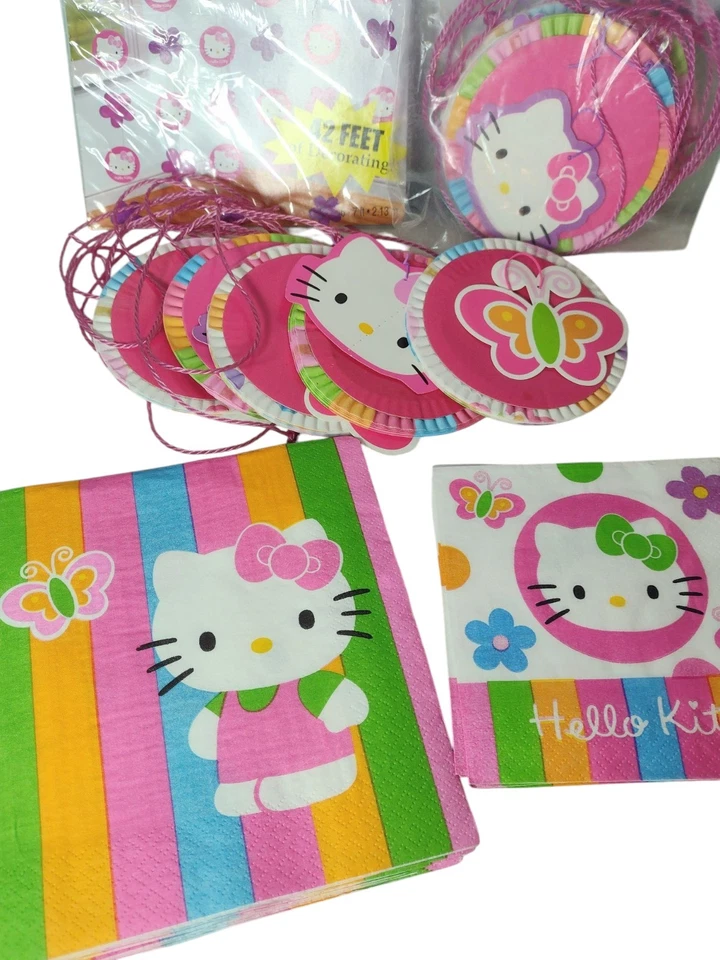 Sanrio Hello Kitty 2007 Cumpleaños Fiesta Habitación Colgante Decoraciones Servilletas Flores Foto 2 de 4