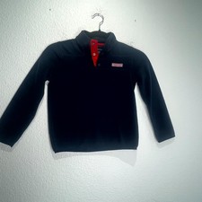 Vineyard Vines Boys Shep Pullover Sweatshirt Kids 6 Navy Fleece 1/4 Snap Outdoor