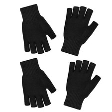 2 Pairs of Fingerless Gloves for Women and Men - Warm Winter Gloves Touchscreen