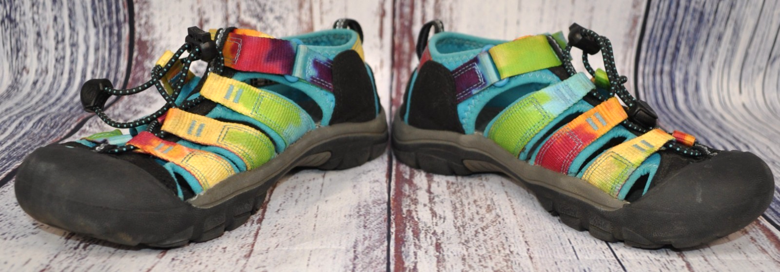 Sandali Keen grandi bambino US 2 EU 34 UK1 tie dye arcobaleno Newport H2 escursionismo in acqua