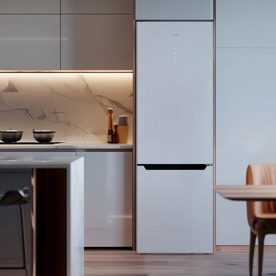 Frigorífico combi Bolero CoolMarket Combi 356 White Glass E Cecotec - Imagen 2 de 4