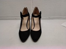 Nine West Women's Black Suede-like Stiletto Pumps with Bow/Ankle Strap Size 9m