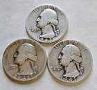 1941 P&S 1942 P  Washington Quarters-90% Silver-Lot of 3 #W59