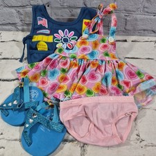 Build A Bear Clothing Lot Heart Dress Scouts Apron Blue Sandals Shoes Bottoms