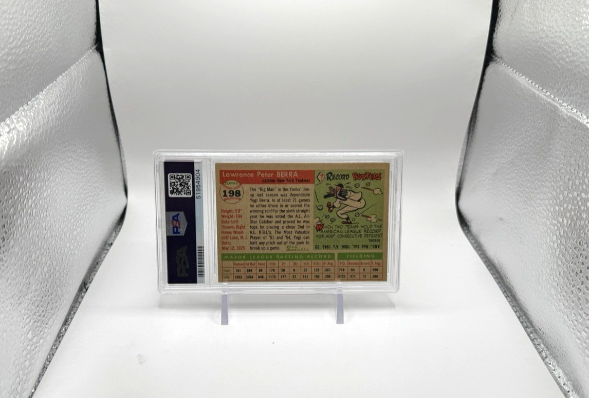 1955 Topps Yogi Berra #198 PSA 4 VG-EX New York Yankees Vintage Baseball Card view 6