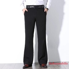 Formal Men Stretch Pants Bell Bottom Flared Pants Slim Business Bootcut Trousers
