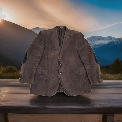 Circle S Jacket Men 46R Brwn Corduroy Western 2 Button Blazer Yokes Cowboy Ranch