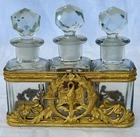 CHARLES X GOLD BRONZE FRAME PERFUME BOTTLE CELLAR