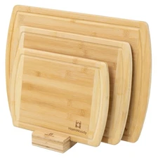 Bamboo Cutting Board Set - 3-Pack Serving/Charcuterie Boards - Kitchen Gadg