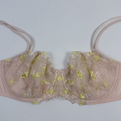Victoria's Secret Wicked Wildflower Blush Lace Unlined Balconette Bra 32DDD NWT