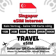 Singapur Travel eSIM Internet 1GB – 50GB | 5G | Sofort per QR aktivierbar