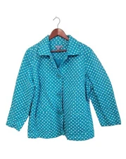 Koret Polka Dot Light Blue Office Siren Career  Classic Button Jacket Womens 20