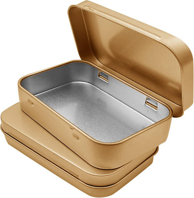 6 Pcs Metal Hinged Tin Boxes Mini Storage Containers With Lids Gold 3.7'' x 2.3''