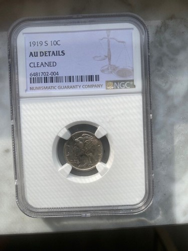ngc AU 1919 S Mercury Dime ☆Key Date☆