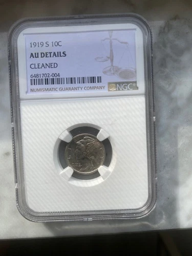 ngc AU 1919 S Mercury Dime ☆Key Date☆
