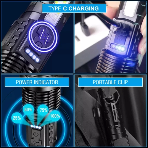 Linterna LED súper brillante 990000000 lúmenes luces de trabajo tácticas recargables - Imagen 12 de 14