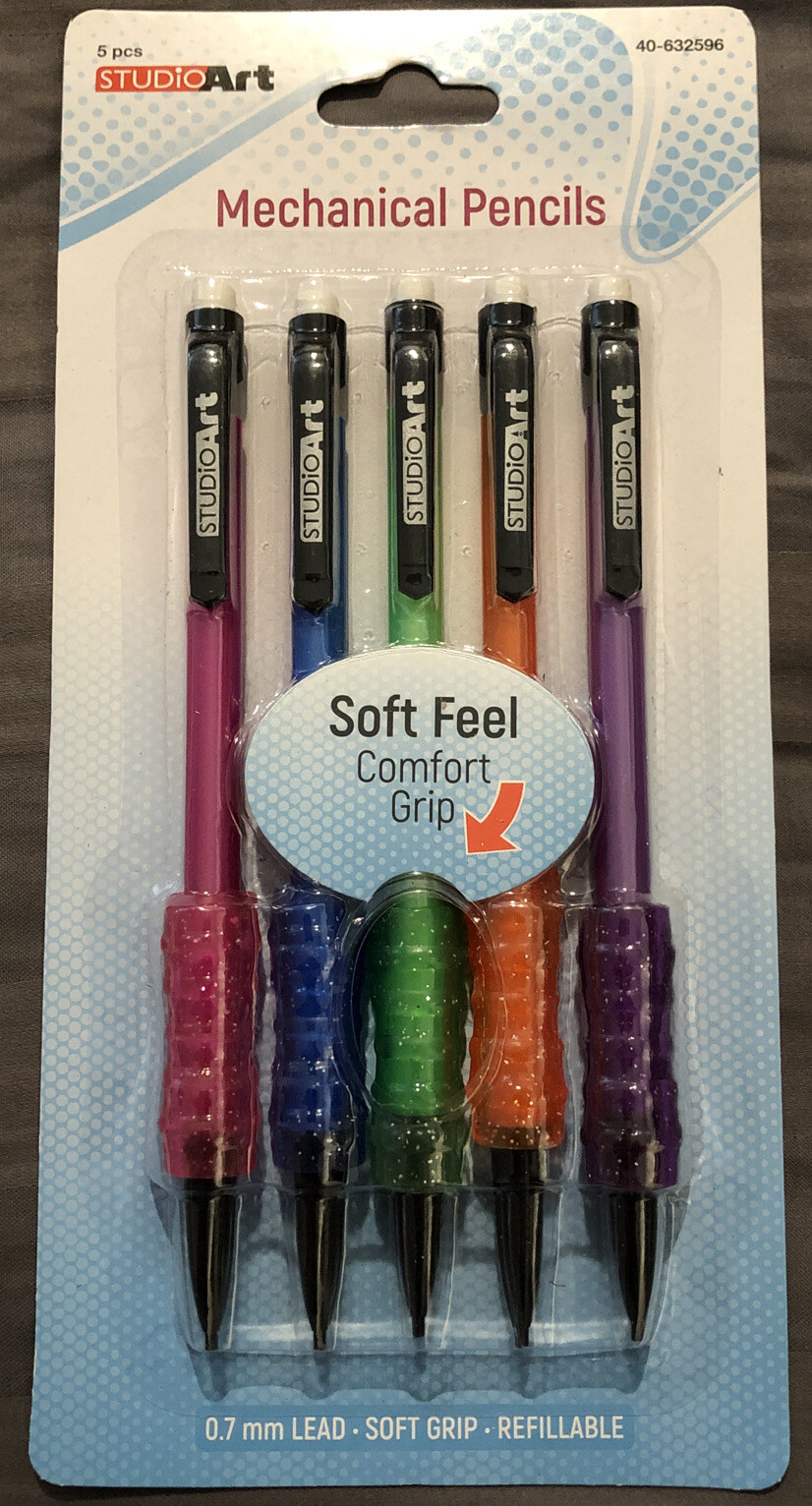 Mechanical Pencils Soft Comfort Grip, Refillable Assorted Colors,5pc With Refill-image